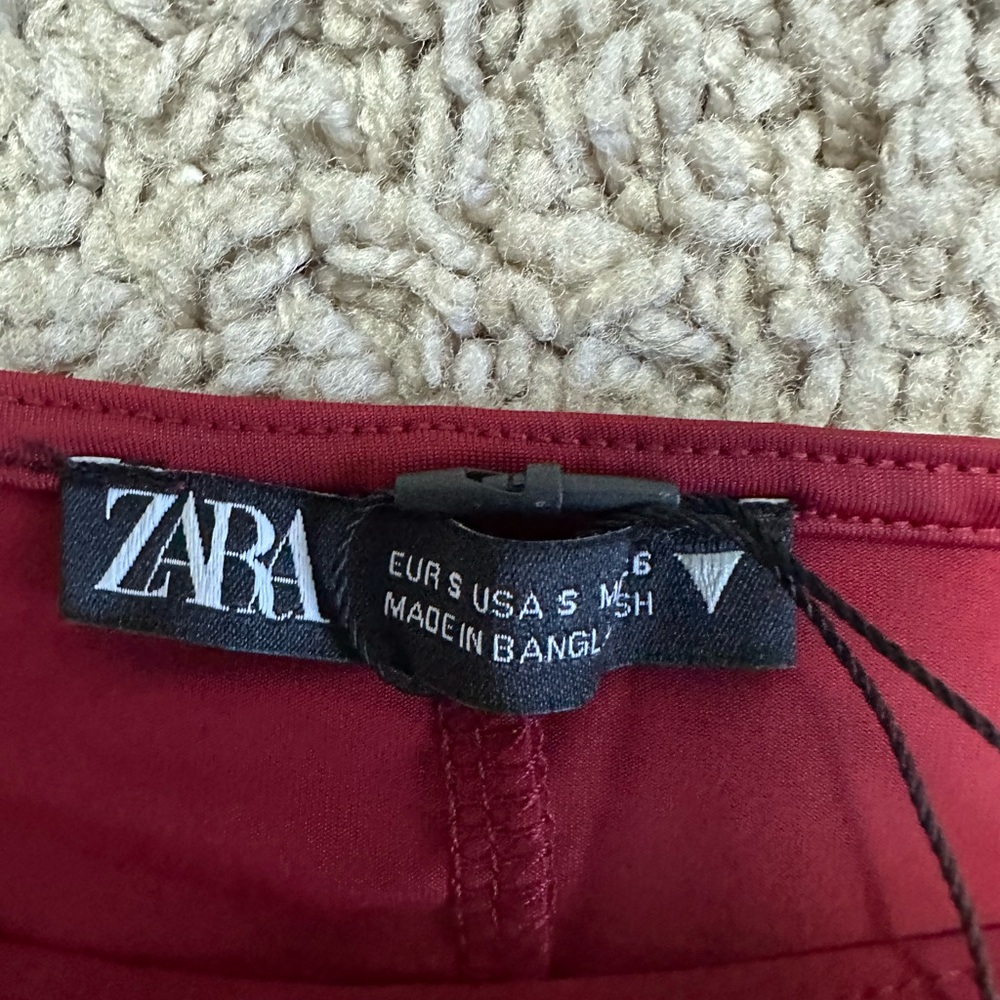 NWT ZARA LONG GODET DRESS - Dark red - Picture 12 of 12
